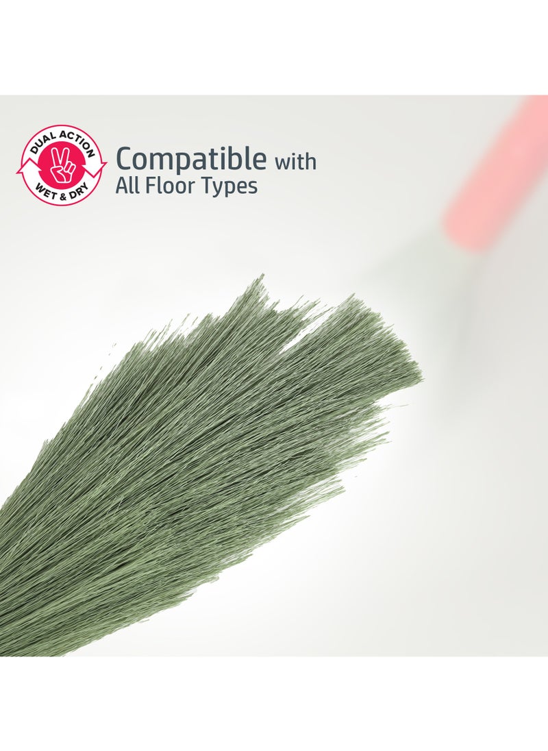 DELCASA - Delcasa 120 cm Nylon Dust Free Broom with a Long Stick- DC2485/ Dual Action, Soft and Flexible Head/ Compatible with All Floor Types/ Wet and Dry Use - Image 1