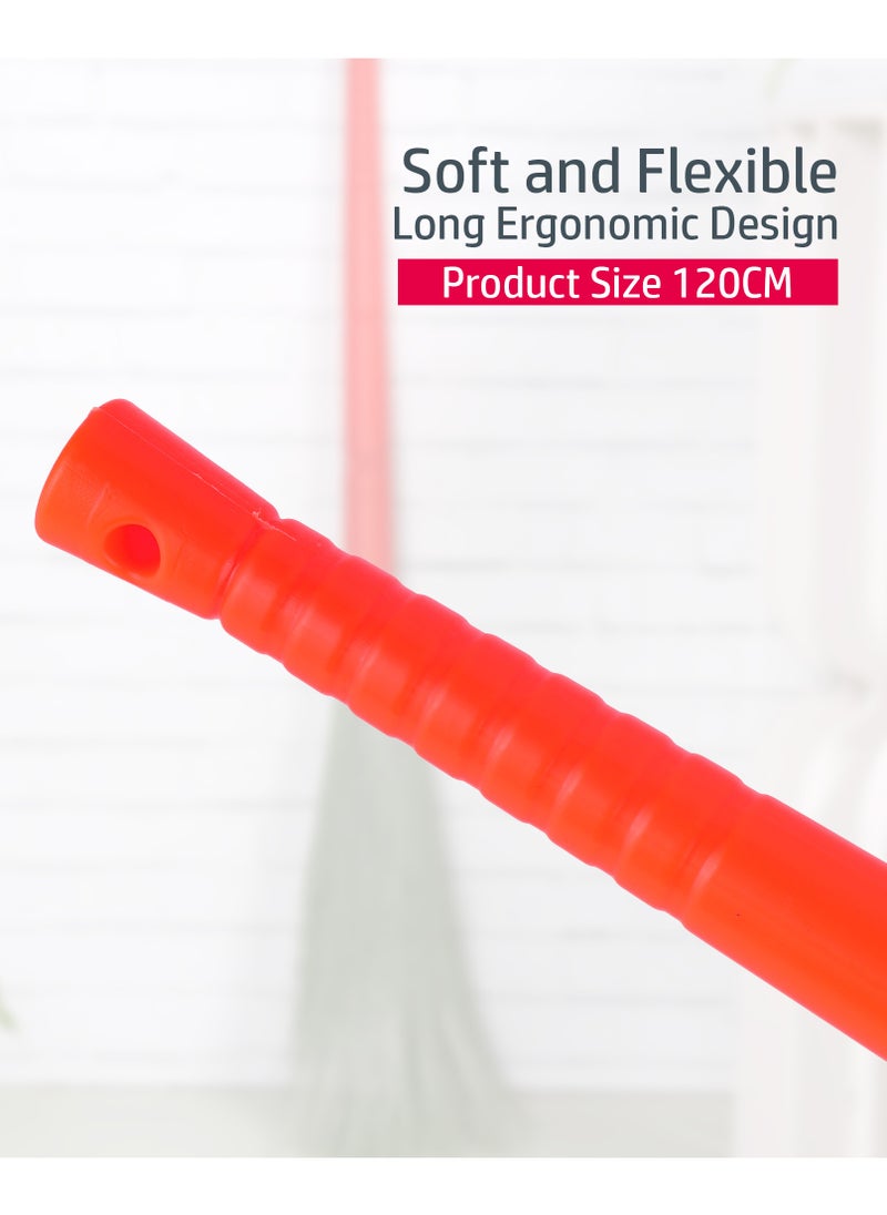 DELCASA - Delcasa 120 cm Nylon Dust Free Broom with a Long Stick- DC2485/ Dual Action, Soft and Flexible Head/ Compatible with All Floor Types/ Wet and Dry Use - Image 1