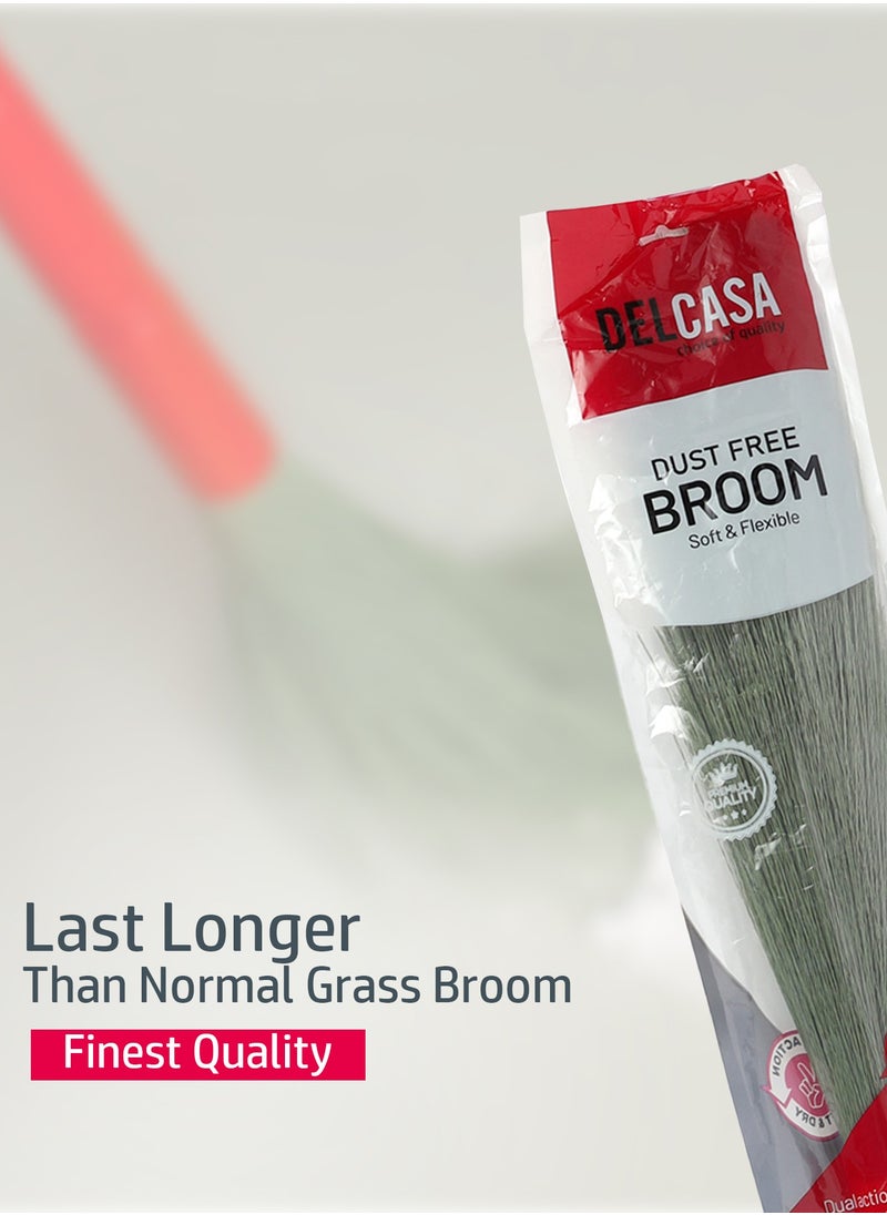 DELCASA - Delcasa 120 cm Nylon Dust Free Broom with a Long Stick- DC2485/ Dual Action, Soft and Flexible Head/ Compatible with All Floor Types/ Wet and Dry Use - Image 1