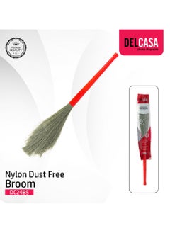 Delcasa 120 cm Nylon Dust Free Broom with a Long Stick- DC2485/ Dual Action, Soft and Flexible Head/ Compatible with All Floor Types/ Wet and Dry Use