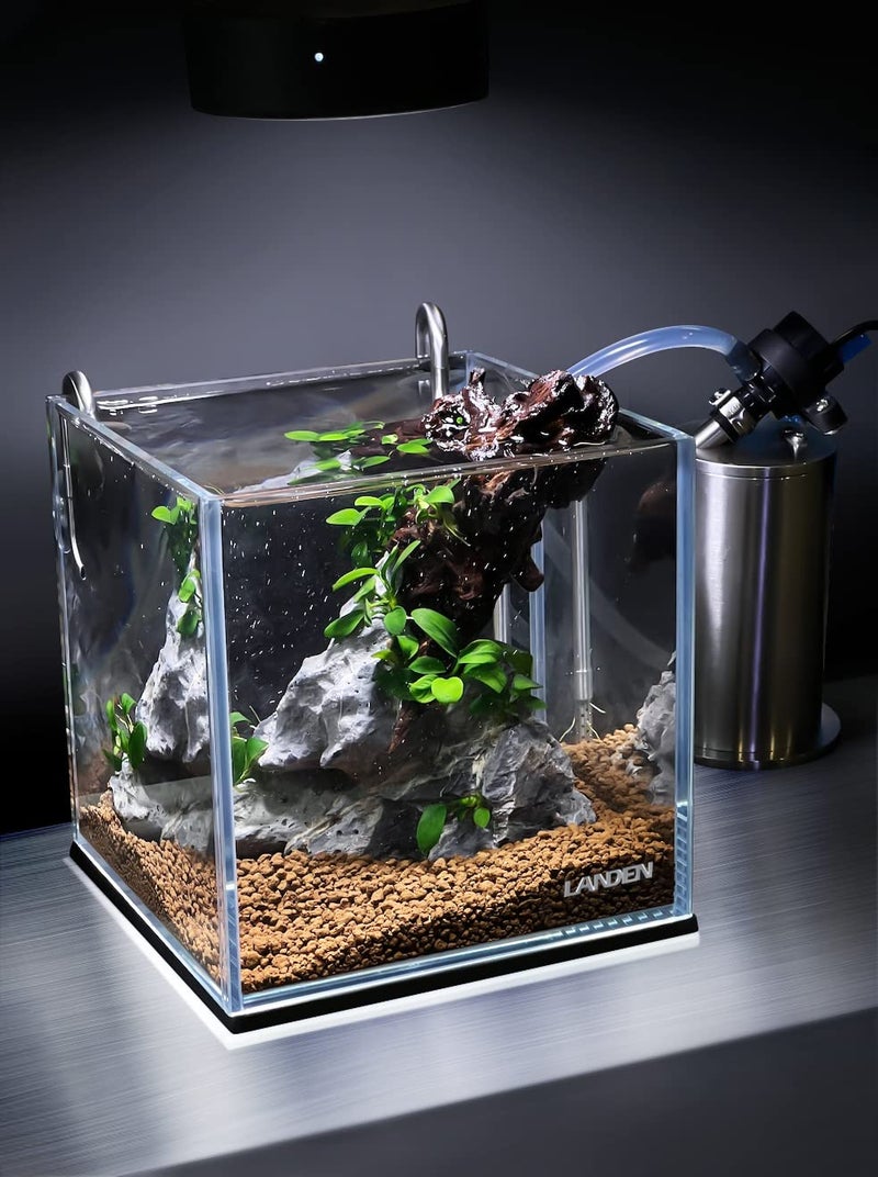 LANDEN 25C 3.7 Gallon Cube Rimless Low Iron Aquarium Tank, W9.84×D9.84×H9.84 in(25x25x25cm) 5mm Thickness with Nano Foam Leveling Mat Included - Image 3