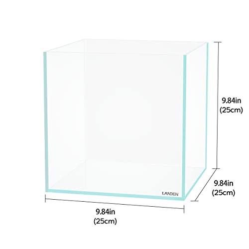 LANDEN 25C 3.7 Gallon Cube Rimless Low Iron Aquarium Tank, W9.84×D9.84×H9.84 in(25x25x25cm) 5mm Thickness with Nano Foam Leveling Mat Included - Image 2