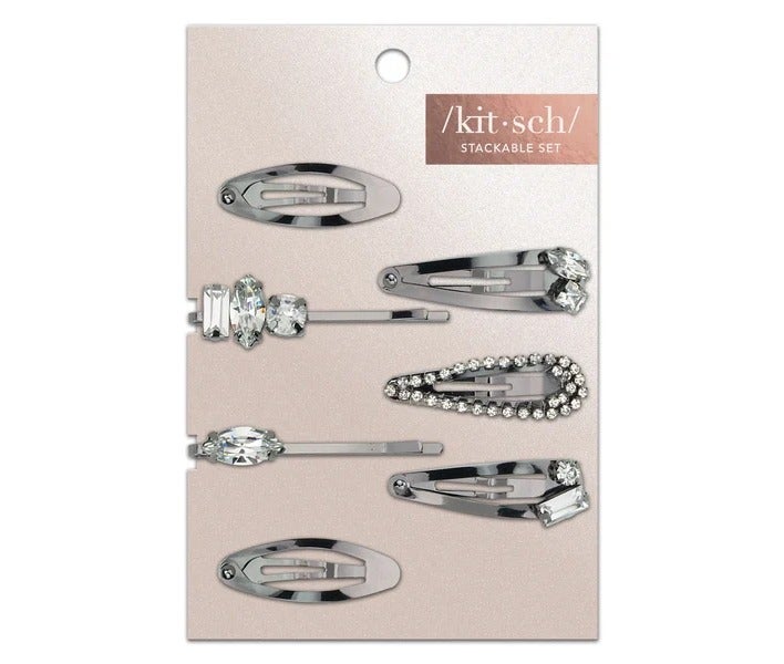 Kitsch Small stackable hair clips from Kitsch, hair clips. 7 pieces in hematite color - Image 1