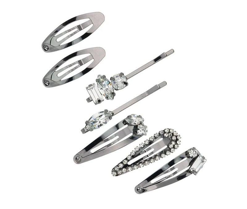 Kitsch Small stackable hair clips from Kitsch, hair clips. 7 pieces in hematite color - Image 2