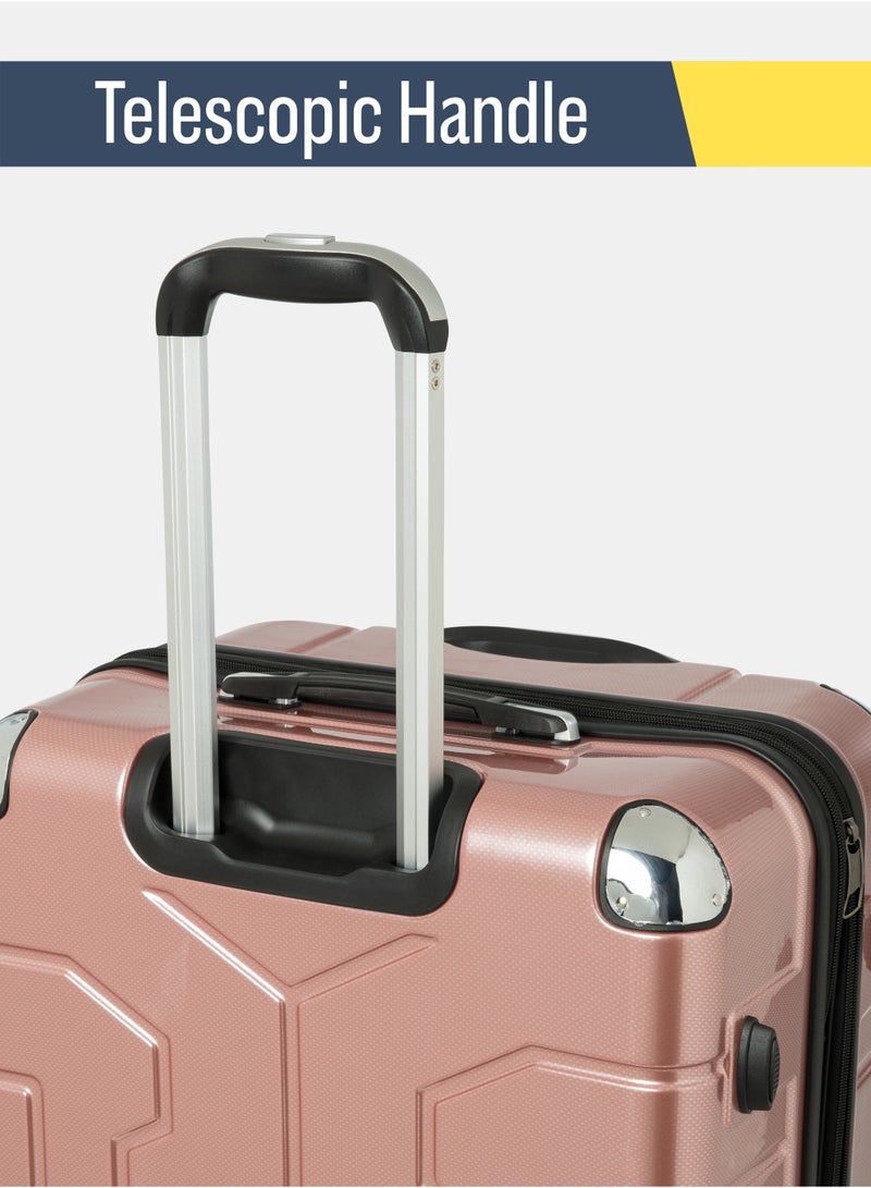 السياحية البريطانية حقيبة سفر من مادة ABS بقشرة صلبة (كبيرة، 28") مع طبقة قابلة للتوسيع – حقيبة خفيفة الوزن مزودة بعجلات دوارة، حقيبة ترولي للسفر (ذهبي وردي) - Image 2