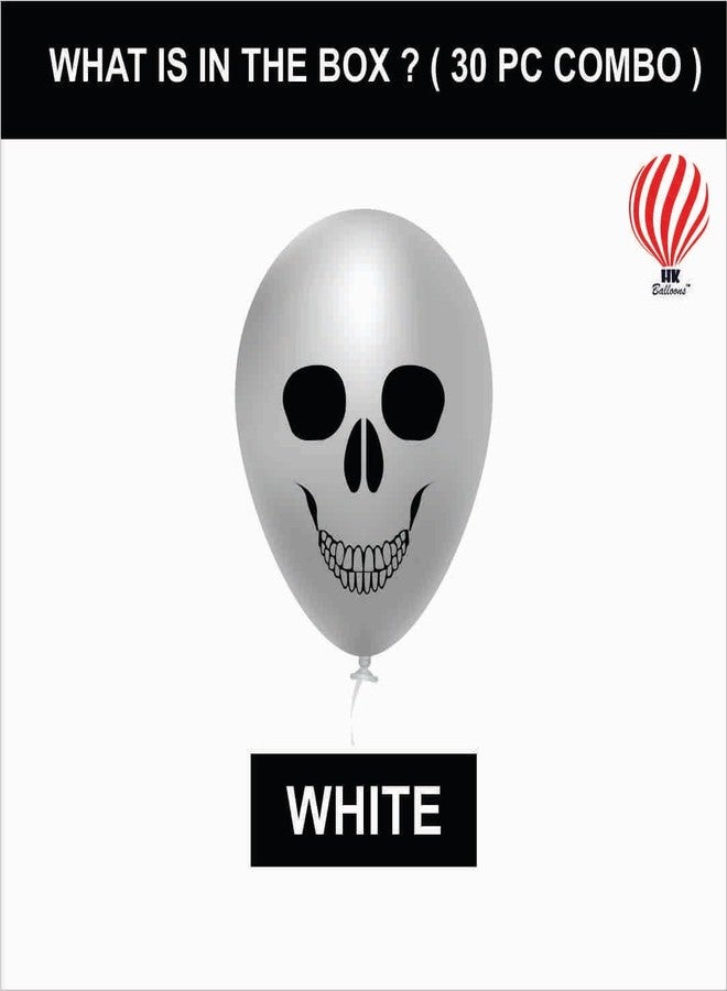 HK balloons 30Pcs Halloween Skull decorations Items For Printed Balloons Skull Themed Pumpkin White Balloons Set for Halloween Celebration Party Decoration Balloons - Image 2