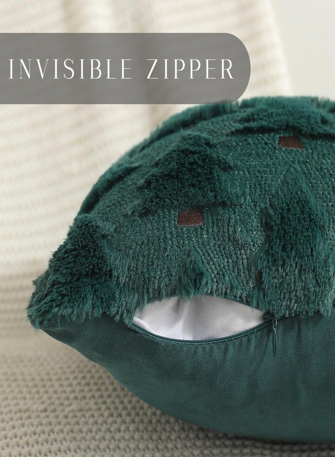 Allorry Christmas Pillow Covers 18x18 inch Set of 2 Christmas Decorations Christmas Tree Throw Pillow Cases Soft Plush Faux Fur Wool Pillow Covers Winter Holiday Decor for Sofa Living Room PT-002A18 - Image 2