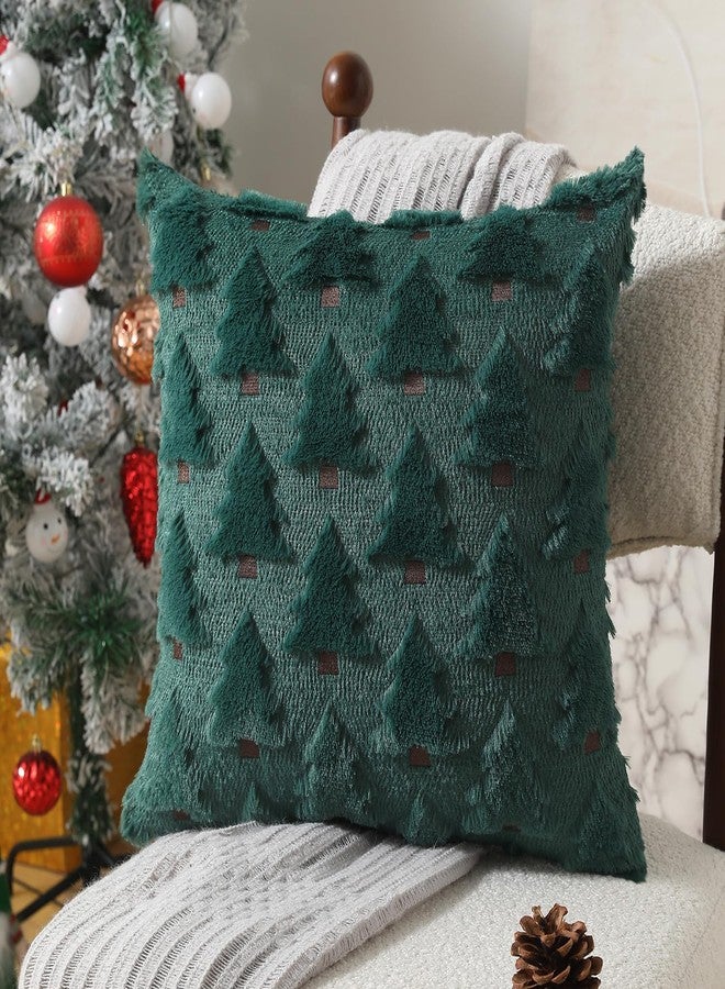 Allorry Christmas Pillow Covers 18x18 inch Set of 2 Christmas Decorations Christmas Tree Throw Pillow Cases Soft Plush Faux Fur Wool Pillow Covers Winter Holiday Decor for Sofa Living Room PT-002A18 - Image 3