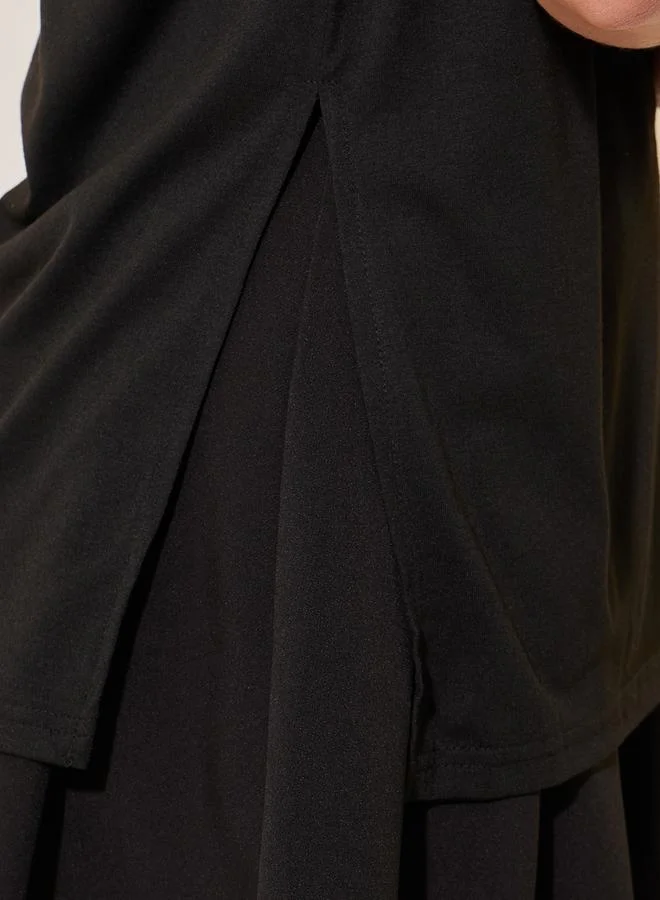 Take Two Round Neck Waist Bucklet Detail Plain Tee