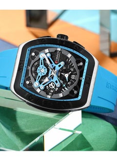 CURREN CURREN 8443M Men Quartz Sport Watch Silicone Strap Alloy Case Fashion Multifunction Wristwatch Abrastion Resistant Glass 3ATM Luminous Display Chronograph Calendar Date Watches  - Image 3