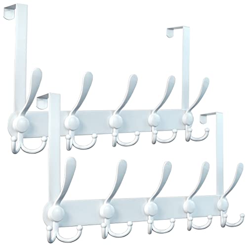 Encozy Over The Door Hooks,Coat Rack for Hanging Clothes Hat Towel (Heavy Duty White 2pcs) - Image 1
