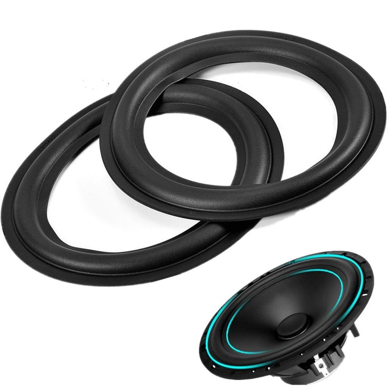 ZERONE مجموعة إصلاح محيط مكبر الصوت من زيرون 2 قطعة 6 بوصة/156 مم حافة مطاطية مثقوبة، سوداء - Image 1