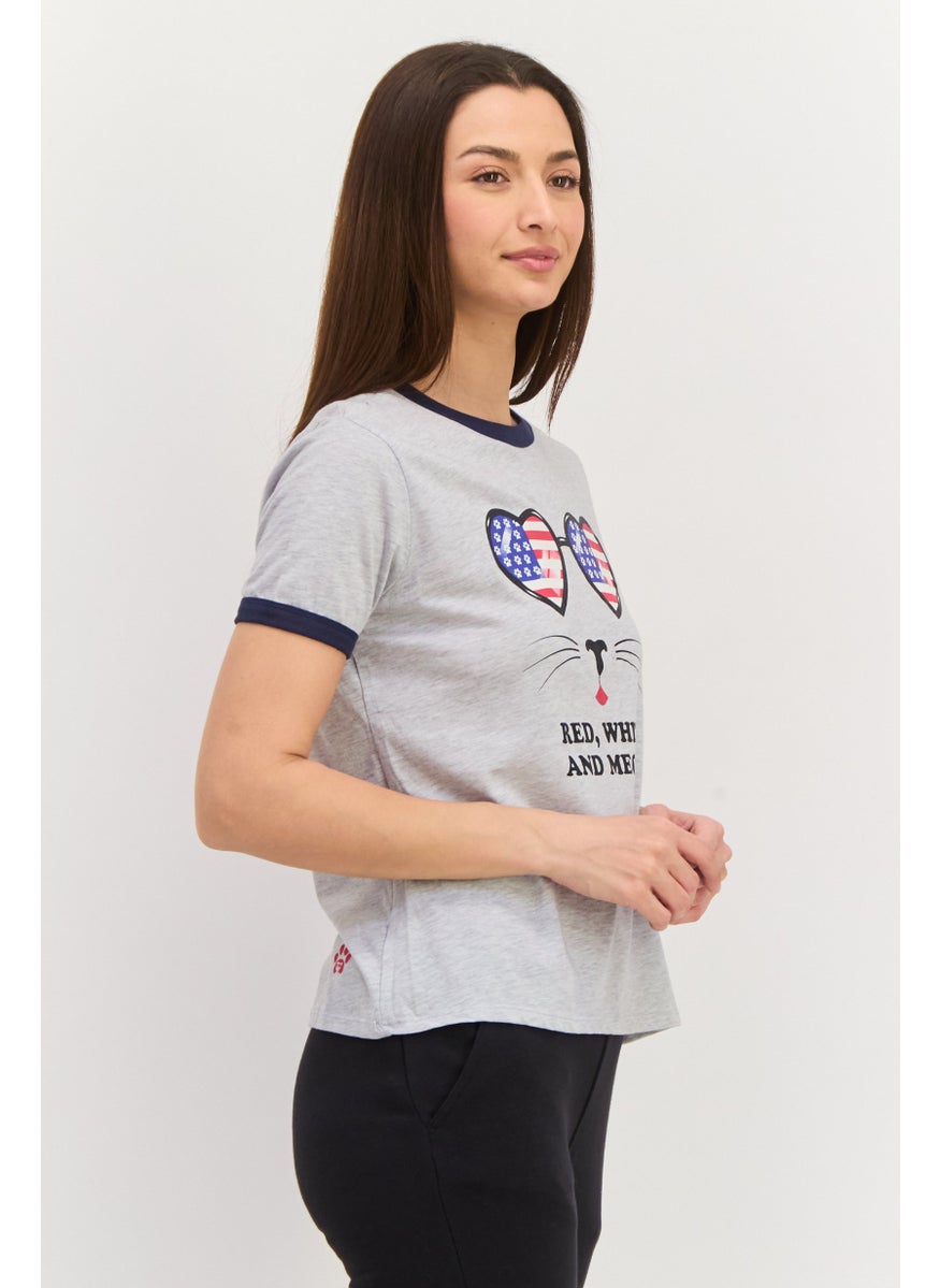 BOBS from Skechers - Women Sportswear Fit Short Sleeve Outdoor T-Shirt, Grey - Image 1