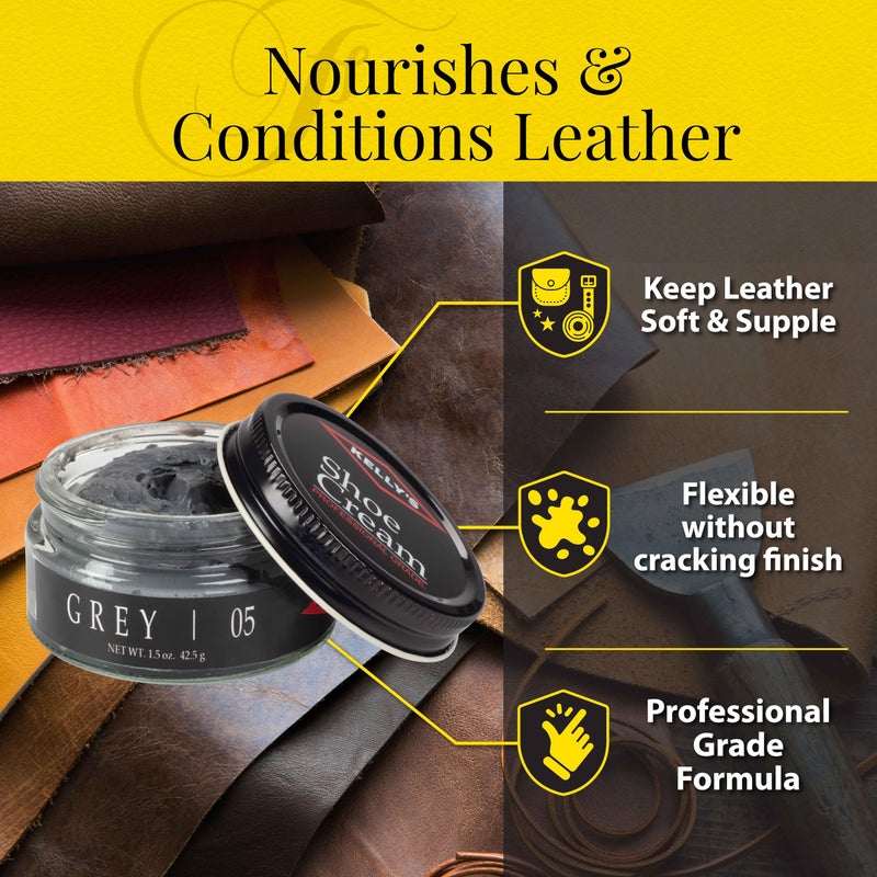 KELLYS Kelly's Grey Shoe Polish 1.5 oz - Professional Leather Shoe Cream - Image 5