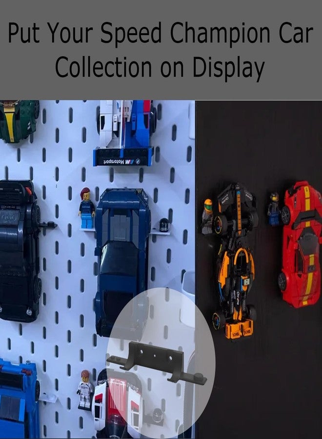 meeeyya Wall Mount Compatible with Speed Champions Sets, Wall Bracket with a Base for Brick Cars and The Pilot/Figure (12Pcs) - Image 3
