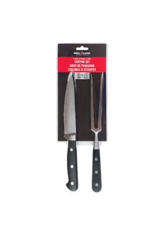 Grill Mark 2-Piece Dishwasher Safe Carving Set Silver and Black 29cm 8997873  - Image 1