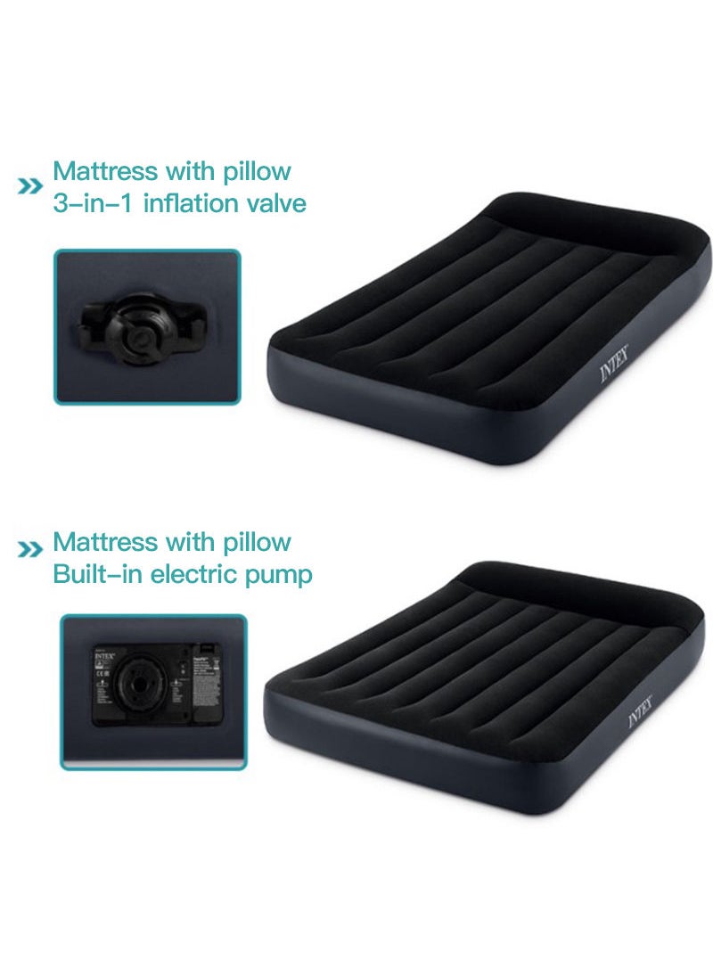 INTEX - Intex Indoor and Outdoor Inflatable Air Mattress with Built-in Pillow Foldable 191cmX99cmX25cm - Image 1