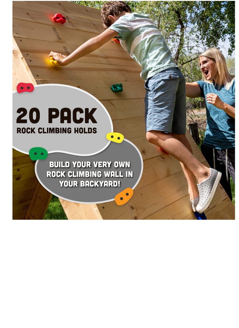 Excefore 20 Pack Kids Rock Climbing Holds, Includes Mounting Hardware for 1" Installation, Holds Climbing Rocks for Outdoor Indoor Home Playground  - Image 2