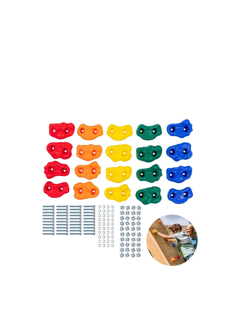 Excefore 20 Pack Kids Rock Climbing Holds, Includes Mounting Hardware for 1" Installation, Holds Climbing Rocks for Outdoor Indoor Home Playground  - Image 1