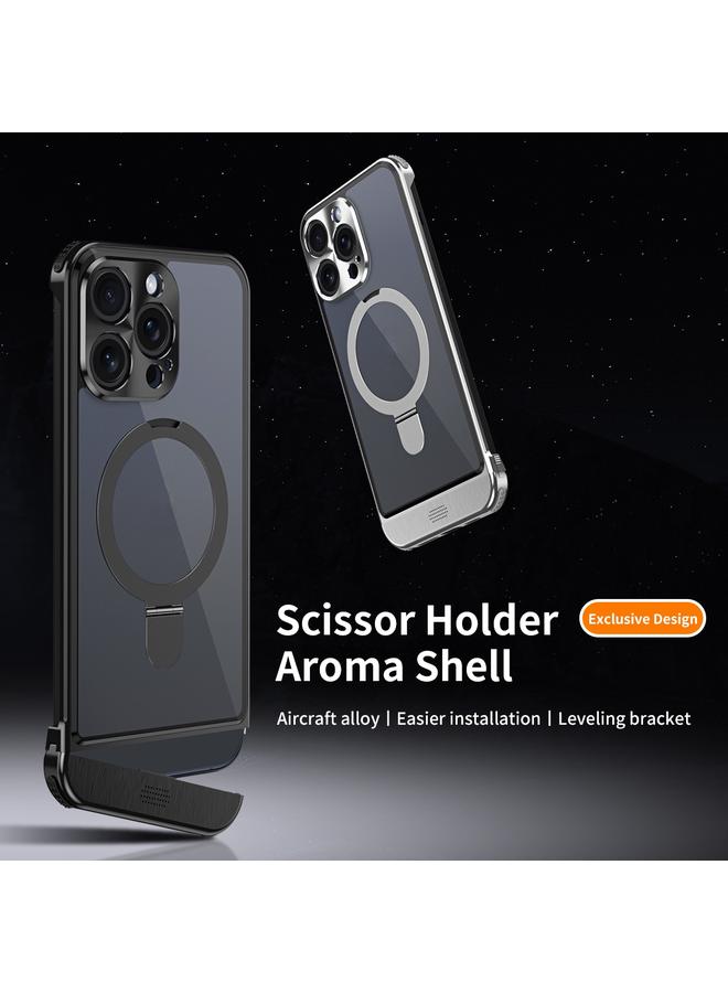 S-TOP Case For iPhone 13 Pro Metal Scissor Design Aroma MagSafe Ring Holder Phone Case - Image 2