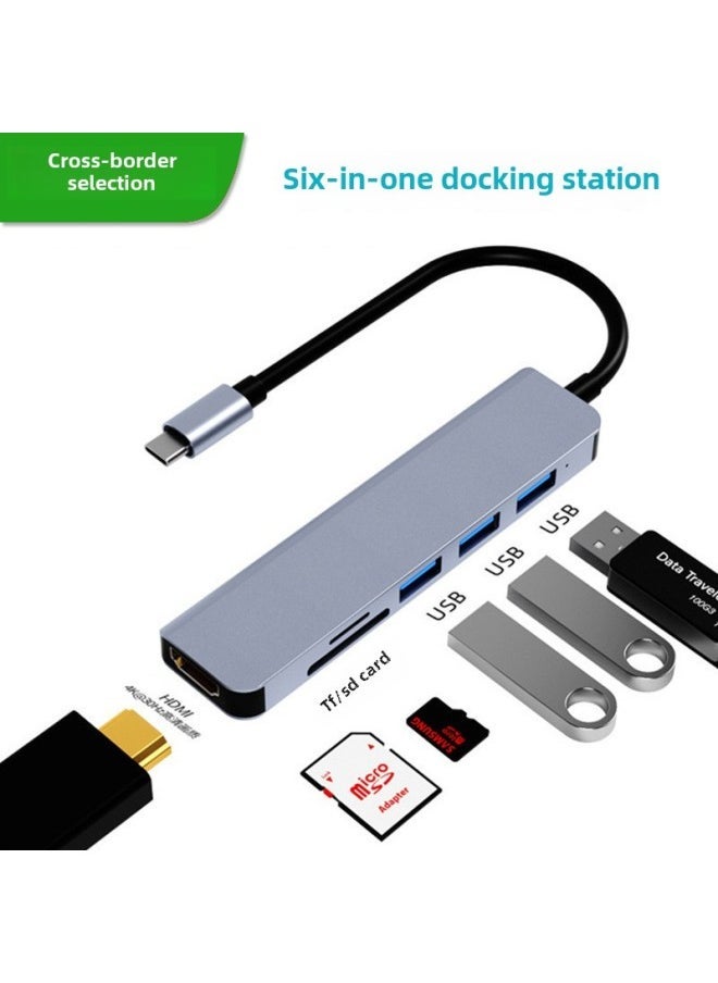 Type-c Expansion Dock Laptop Tablet Extender Converter Mac Multi-port Docking Station Cross-border-Number Of Interfaces:6ni1 2010N3 Usb3.0+2.0*2+sd+tf+4K/30hz - Image 1