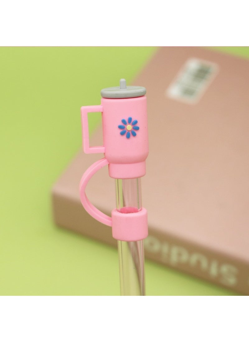 Generic 1 x 5 pcs Silicone Straw Cap Flower Cloud Cartoon for Stanley Cup Dustproof Cover 10mm Pink cup