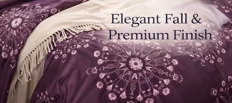 Warisi Floral King Size Duvet Cover 90x100 Inches Glace Cotton Soft Bedding with Zipper Closure, for Blanket King Size, Double Blanket, Razai Double Bed, Comforter Cover-Wine - Image 3