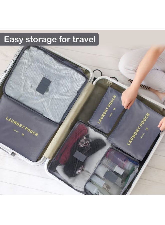 أف بي سي FPC 6 قطعة السفر حقائب تخزين مربع التعبئة والتغليف مكعب مجموعة تخزين حقيبة مقاومة للماء حقيبة الملابس السفر - أسود - Image 5