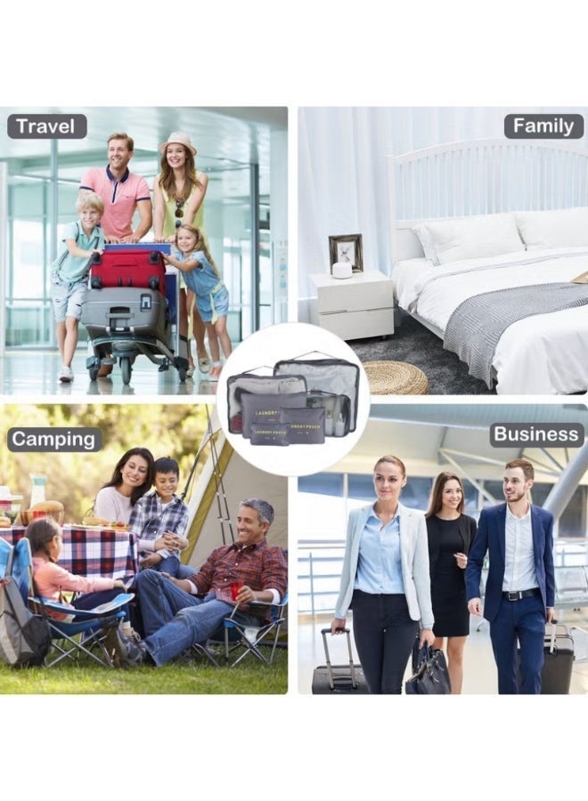 أف بي سي FPC 6 قطعة السفر حقائب تخزين مربع التعبئة والتغليف مكعب مجموعة تخزين حقيبة مقاومة للماء حقيبة الملابس السفر - أسود - Image 4