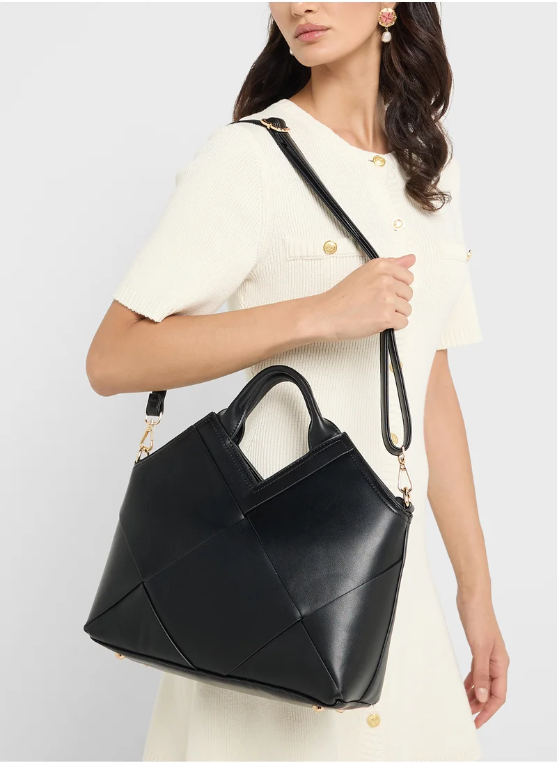 ELLA Weave Satchel Bag With Long Strap
