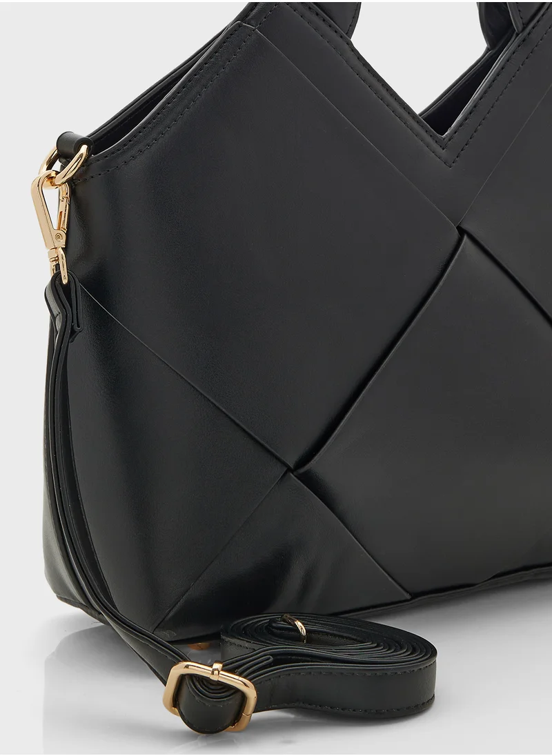 ELLA Weave Satchel Bag With Long Strap