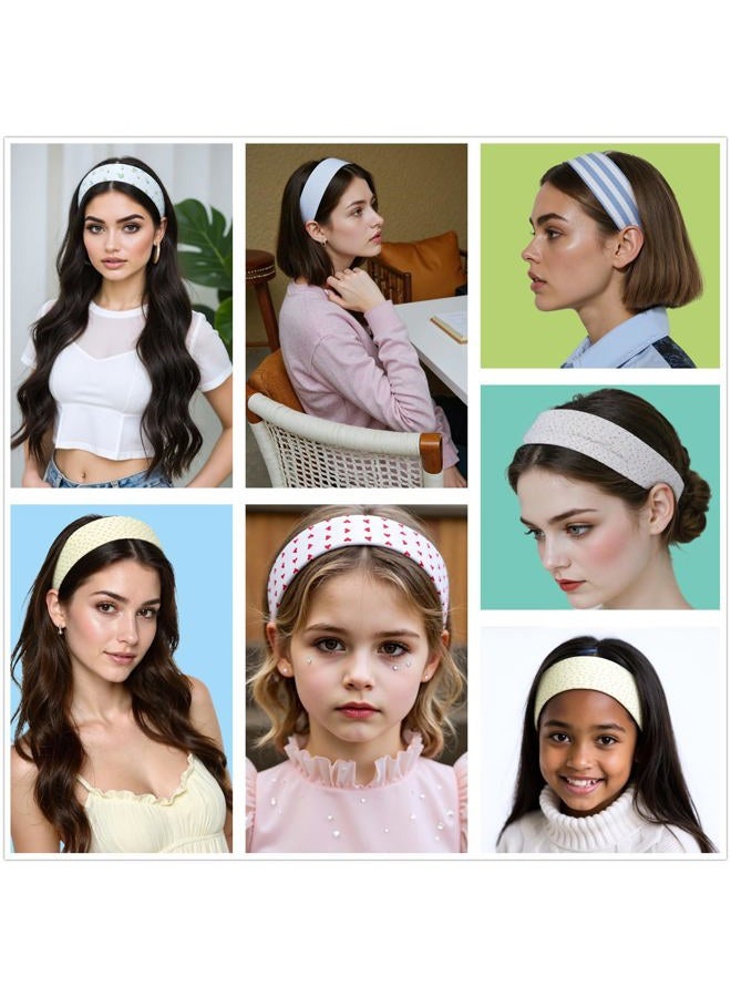 Zupro 6-Pack Fashion Women's Headbands Girls' Holiday Hair Bands Short Hair Hair Accessories- Floral Heart Stripe Print Rustic Style Patterns - Non-Slip Stretchy Soft for Yoga, Fitness, Daily Use. - Image 5