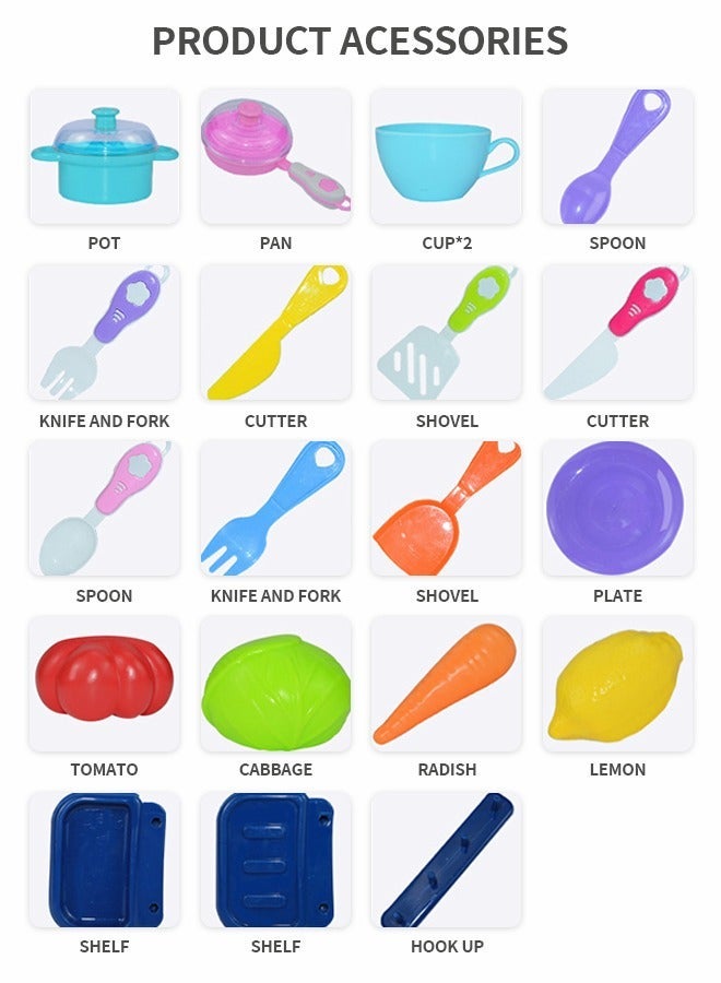 GROIC Kitchen Kids Playset With Wheeled Trolley Box, Little Chef Set Pots, Vegetables, Bowls, Simulation Suitcase Pretend Play, Learning Educational Toys - Image 3