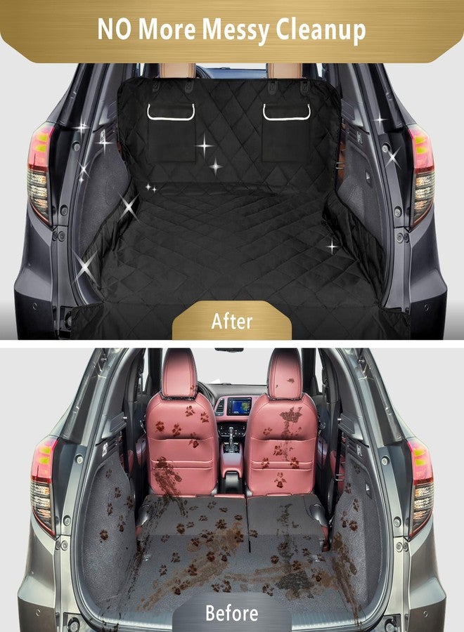 F-color SUV Cargo Liner for Dogs, Waterproof Pet Cargo Cover Dog Seat Cover Mat for SUVs Sedans Vans with 2 Large Pockets, Non-Slip, Large Size Universal Fit, Black - Image 3