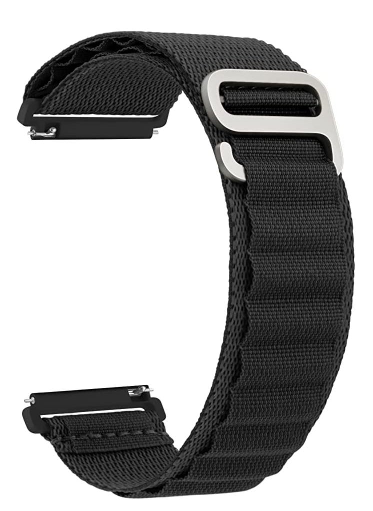 Generic Alpine Loop 22mm Compatible With Huawei GT3 46MM 2022, Durable Sport Nylon Strap With Titanium G Hook  Black  - Image 1