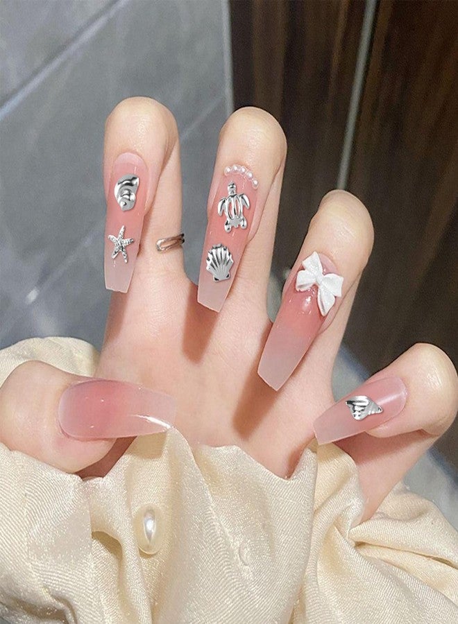 Mxxipp 2 Disc Ocean Theme Nail Charms, 3D Summer Beach Starfish Seashell Nail Accessories, Non-Faded Alloy Nail Art Gems Rhinestones Decorations for Manicure Design Embellishments- Silver - Image 3