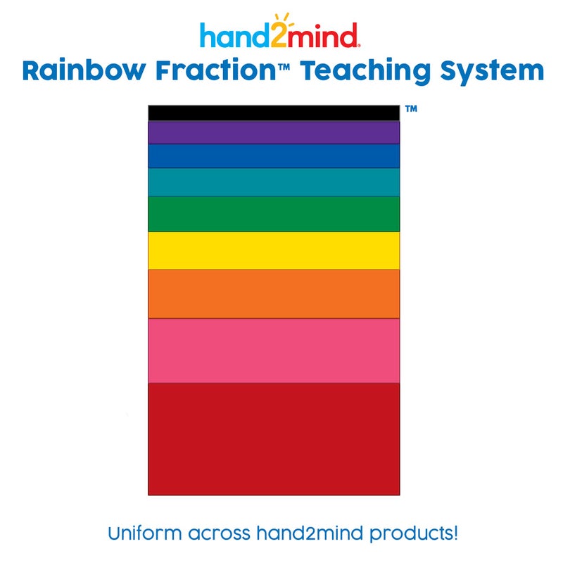 hand2mind Plastic Rainbow Fraction Tiles, Montessori Math Materials, Fraction Manipulatives, Unit Fraction, Fraction Bars Math Manipulatives, Fraction Games, Homeschool Supplies (Set of 51) - Image 3