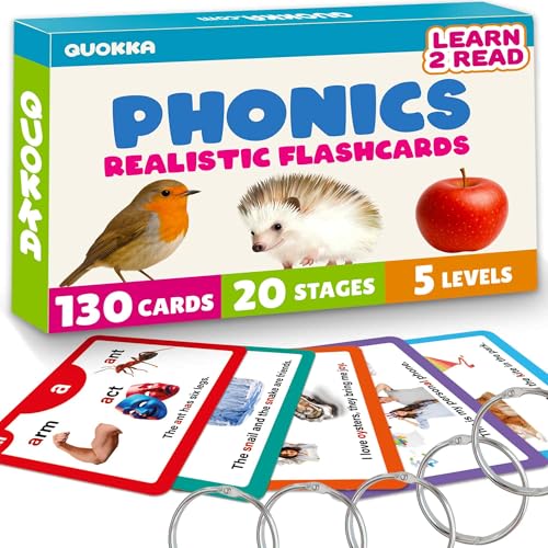 QUOKKA Phonics Flash Cards for Kids Ages 48 20 Phonic Stages 260 Card Games for Kids Ages 35 and 68 Learn to Read Games Reading Manipulatives for Phonemic Awareness Alphabet CVC Blends etc - Image 1