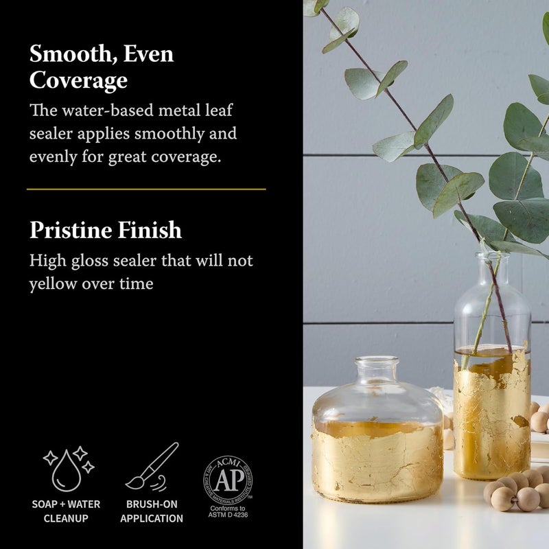 Speedball Mona Lisa Water-Based Sealer for Metal Leafing Projects - Clear, Fast Drying Sealant, 2 Ounces - Image 2