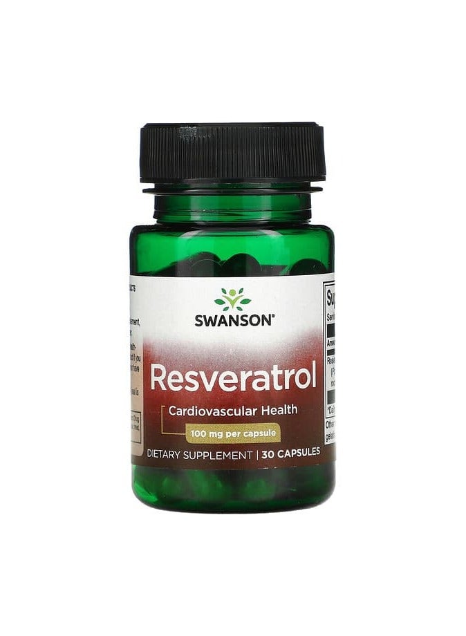 ريسفيراترول، 100 ملغ، 30 كبسولة