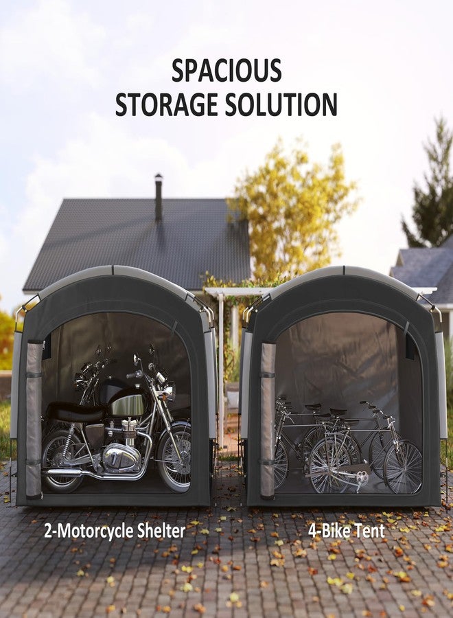 Outsunny Bike Storage Tent, Portable Bicycle Storage Shed, Waterproof Outdoor Bike Cover with 210D Oxford Fabric and Carry Bag for 3-4 Bikes, Lawn Mower, Garden Tools, Black - Image 4