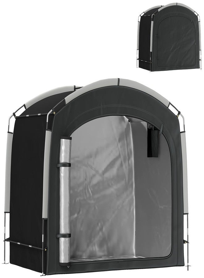 Outsunny Bike Storage Tent, Portable Bicycle Storage Shed, Waterproof Outdoor Bike Cover with 210D Oxford Fabric and Carry Bag for 3-4 Bikes, Lawn Mower, Garden Tools, Black - Image 1