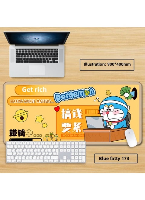 Doraemon Mouse Pad With No Lock Edge Oversized Cute Cartoon Animation Office Computer Keyboard For Boys And Girls-Color:100x50cm Thickness 3mm-Pattern:Camel Blue Fatty 173