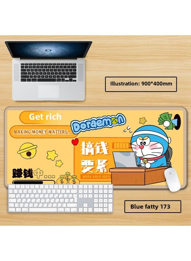 Generic - Doraemon Mouse Pad With No Lock Edge Oversized Cute Cartoon Animation Office Computer Keyboard For Boys And Girls-Color:100x50cm Thickness 3mm-Pattern:Camel Blue Fatty 173 - Image 1