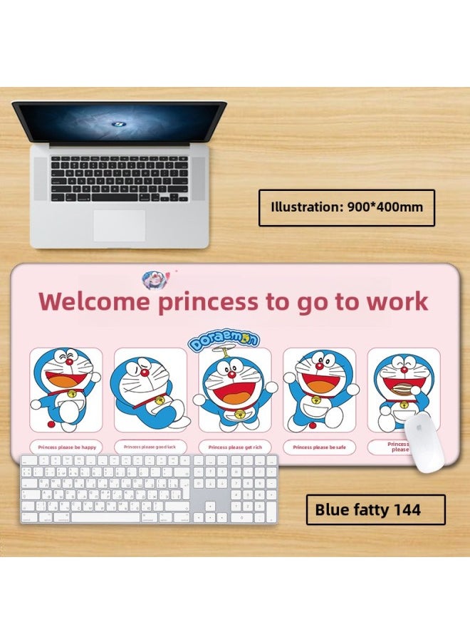 Generic - Doraemon Mouse Pad With No Lock Edge Oversized Cute Cartoon Animation Office Computer Keyboard For Boys And Girls-Color:100x50cm Thickness 3mm-Pattern:Camel Blue Fatty 173 - Image 1