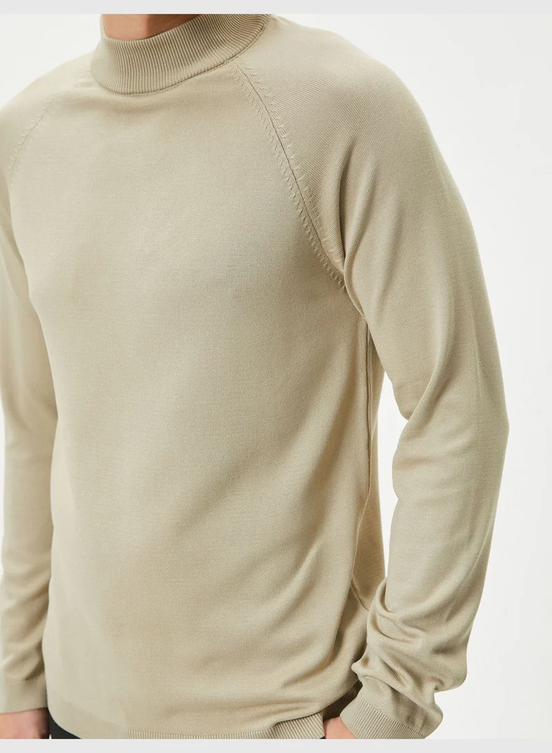 كوتون Slim Fit Long Sleeve Knitwear Half Turtleneck Sweater