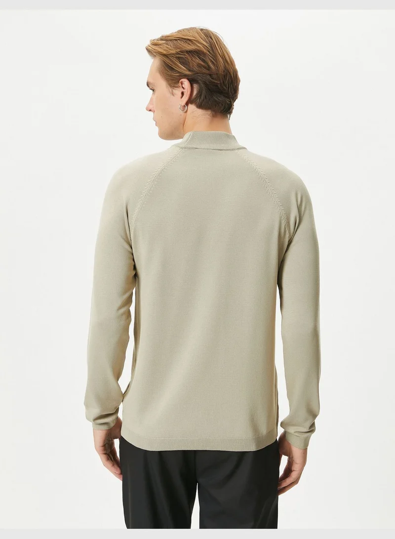 كوتون Slim Fit Long Sleeve Knitwear Half Turtleneck Sweater