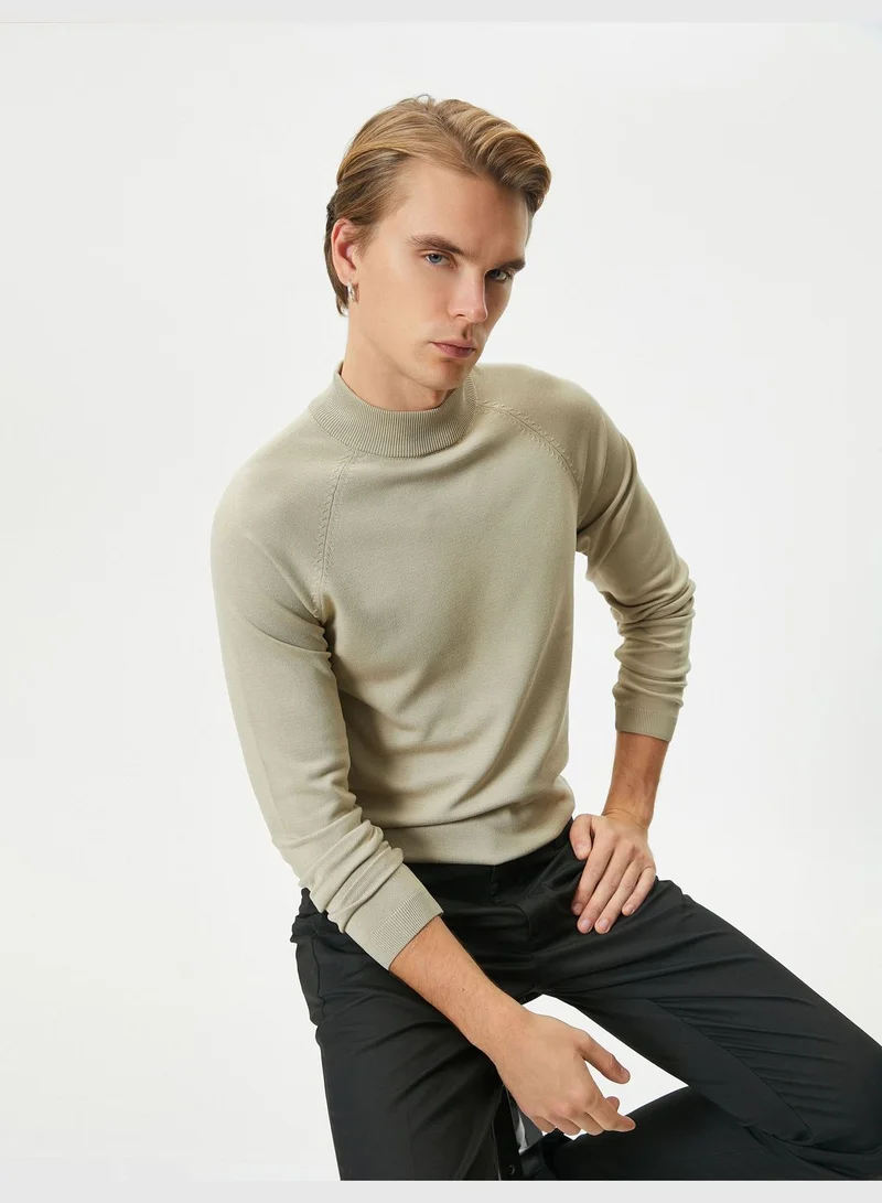 كوتون Slim Fit Long Sleeve Knitwear Half Turtleneck Sweater