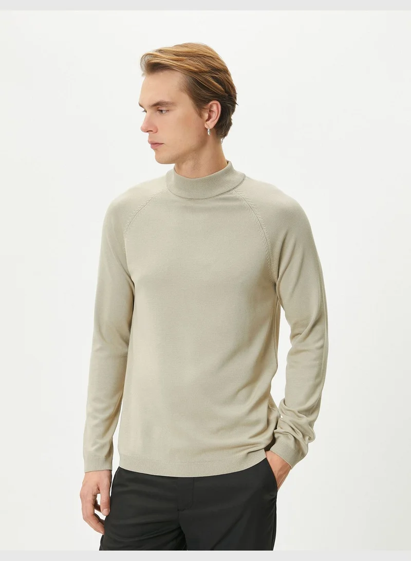 كوتون Slim Fit Long Sleeve Knitwear Half Turtleneck Sweater