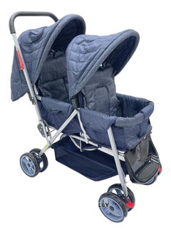 Rally Lightweight Twin Double Baby Stroller for Newborn Adjustable High View Baby Pram for Toddler Strollers Sit Lie Detachable Infant Carriage Pushchair Folding Trolley 